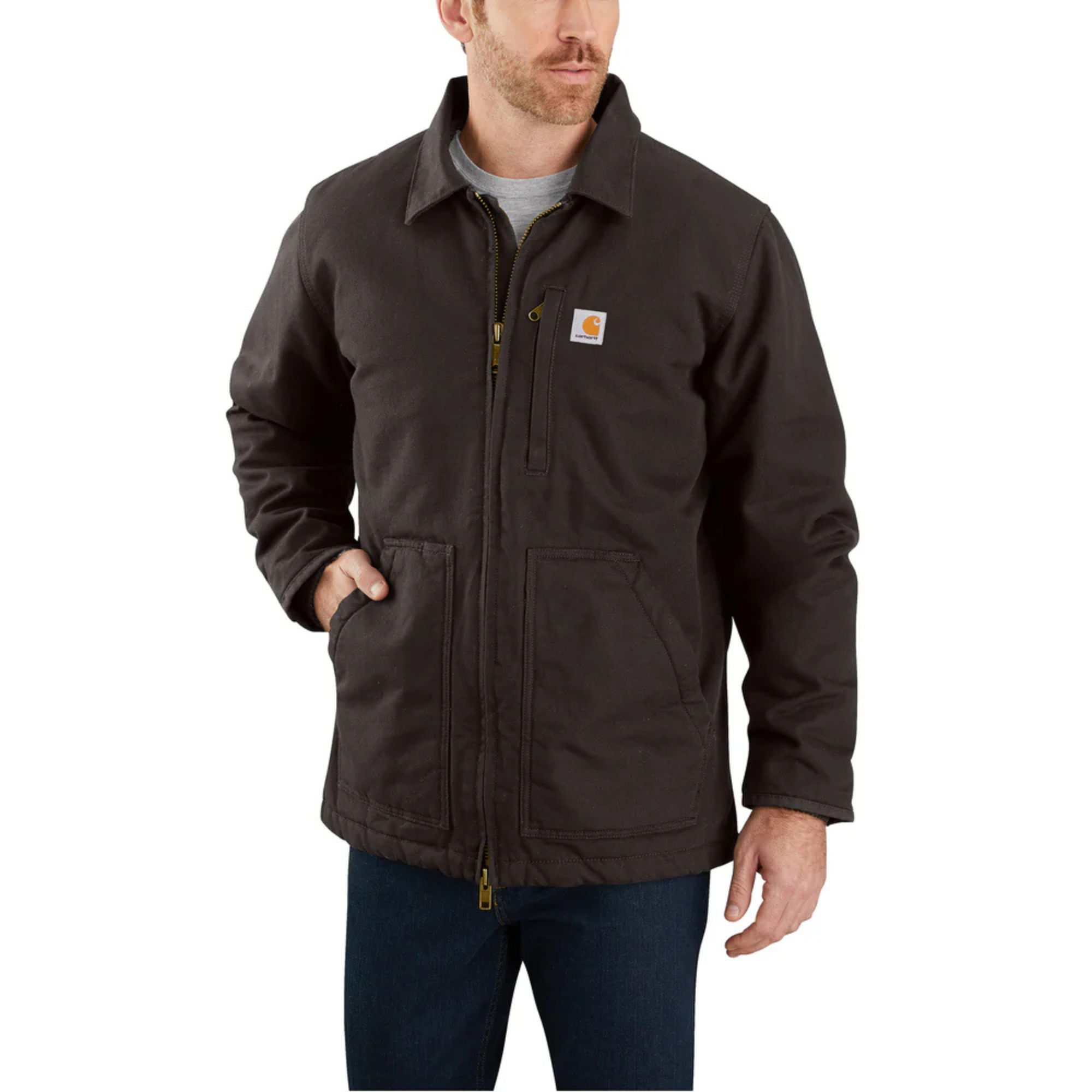 Carhartt Loose Fit Washed Duck Sherpa-Lined Coat - Black from Columbia Safety